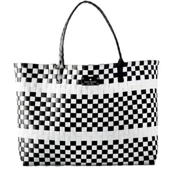 Kate Spade Large Black/White Woven Tote Bag - Picture 1 of 8